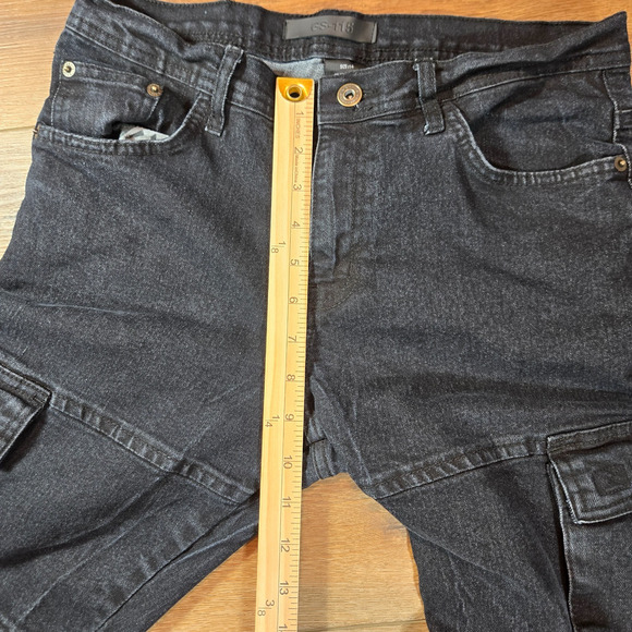 GS-115 Jeans Women’s Size 14 Black Distressed Denim Premium Casual Logo Pockets - Picture 6 of 11